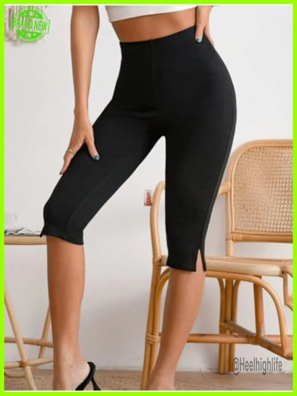 High Waisted Capri Leggings Yoga Workout Pants Slim Fit